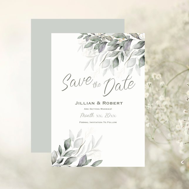Save The Date Elegant Watercolor Leaves (Save The Date Elegant Watercolor Leaves)