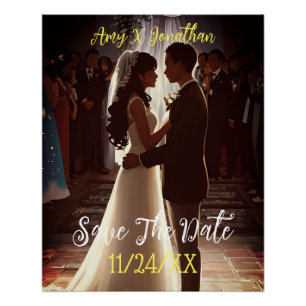 Save The Date Elegant Wedding Engagement Party Poster