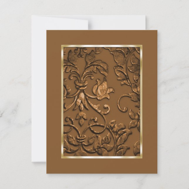 Save the Date Embossed Copper Damask (Front)