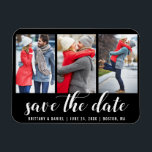 Save The Date Engagement 3 Photo Blk Magnet<br><div class="desc">Save The Date Engagement 3 Photo Magnet - Black</div>