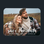 Save The Date Engagement Photo Modern Script Magnet<br><div class="desc">Save The Date Engagement Photo Modern Script Magnet</div>