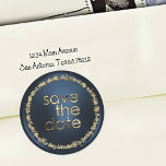 Save the Date Envelope Seal Navy Blue Gold<br><div class="desc">Save the Date Envelope Seal Navy Blue with Gold Designed by Carrie Fink.  Printed and shipped by Zazzle or their partners.</div>