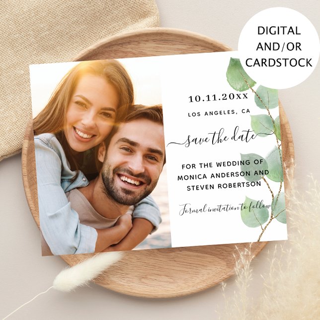 Save the date eucalyptus greenery photo wedding (Creator Uploaded)
