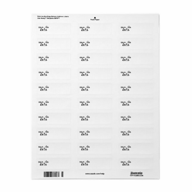 save the date fabric font black & white label (Full Sheet)