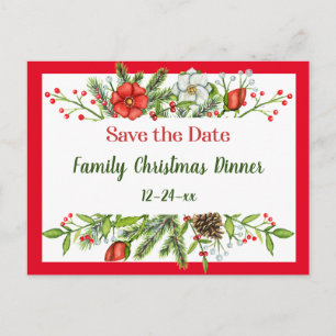 Save the Date Family Christmas Dinner Invite Postcard