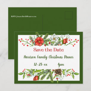 Save the Date Family Christmas Dinner Invite  Postcard