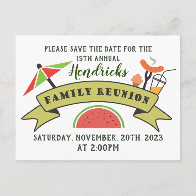 Save the Date family reunion design postcard (Front)