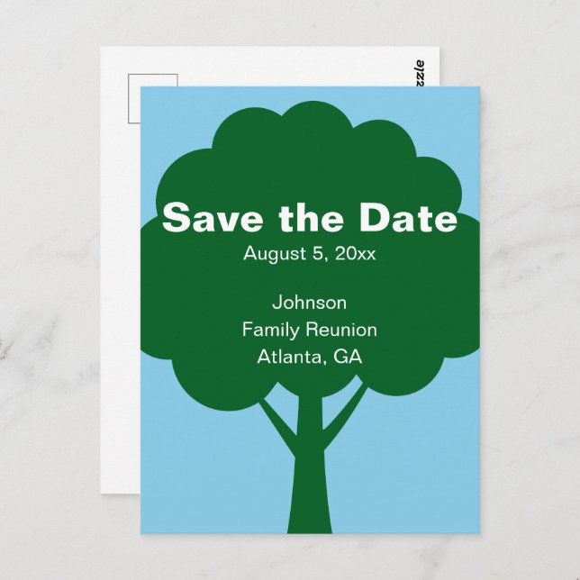 Save the Date Family Reunion with Name & Tree Postcard (Front/Back)