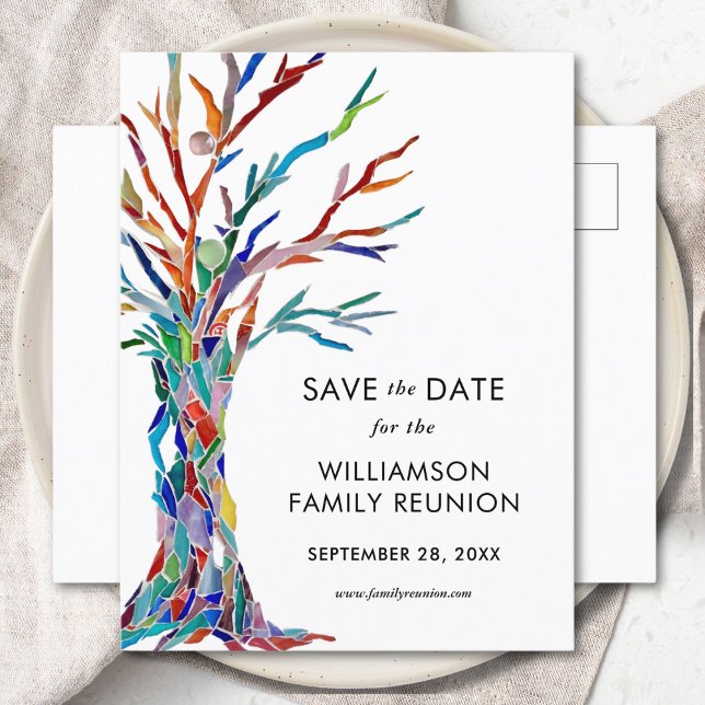 Save The Date Family Tree Family Reunion  Invitation Postcard (Creator Uploaded)