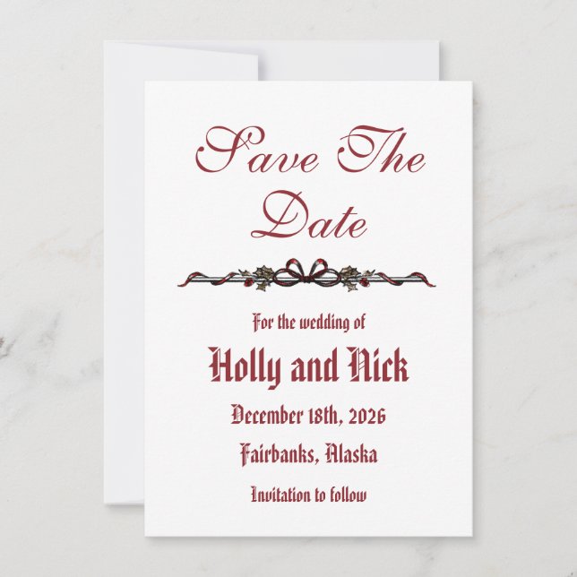 Save The Date Flat Announcement Card (Front)