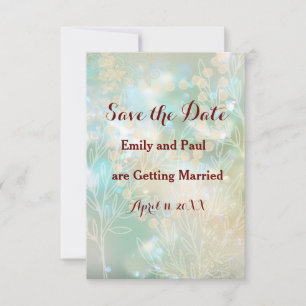 Save the Date Flat Card Floral Abstract Lt. Green