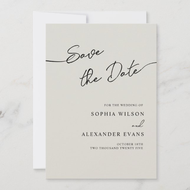 Save The Date Flat Card for a Boho Chic Wedding. (Front)