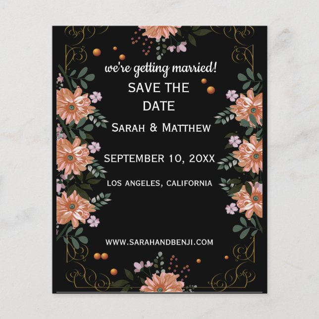 save the date,floral, flyer (Front)