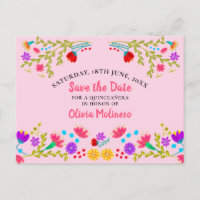 Save the Date  Floral Mexican Fiesta Pink