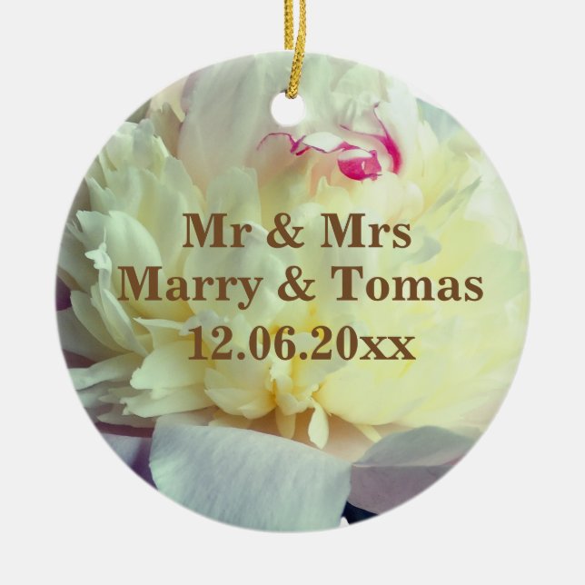 Save the date Floral  Ornament (Front)