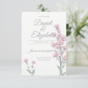 Save The Date floral wedding invitation