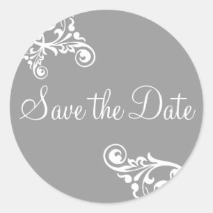 Save the Date Flourish Envelope Sticker Seal