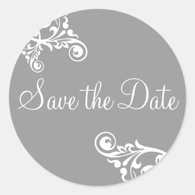 Save the Date Flourish Envelope Sticker Seal (Front)