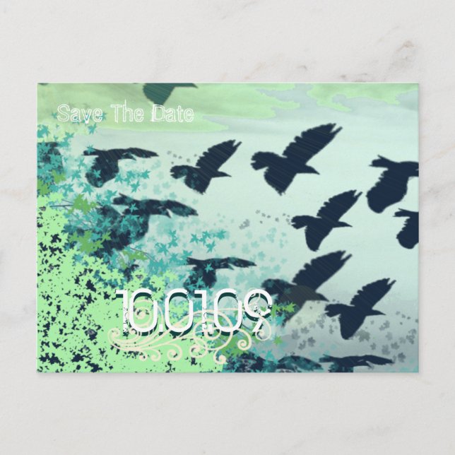 Save the Date- Flying Birds - Announcement Postcard (Front)