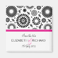 Save the Date Folk Black White Flower Boho Wedding