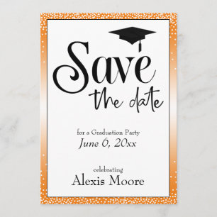 Save the Date for Graduation Party Black on Orange Invitation