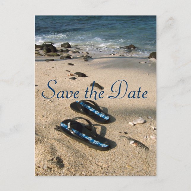 Save the Date for Our Wedding Flip Flop Sandals Announcement Postcard (Front)