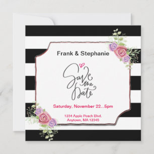 Save the Date for our Wedding Stripes with Floral