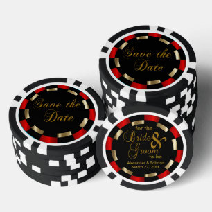 Save the Date for the Bride and Groom - Red Poker Chips