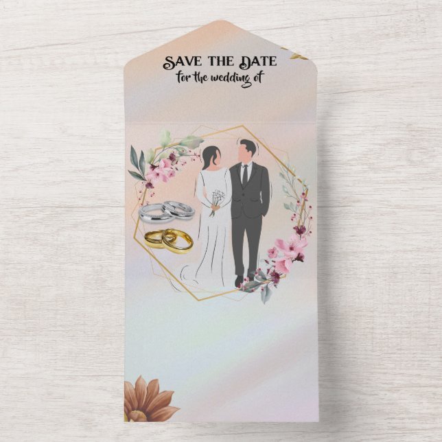 Save the date for the wedding of all in one invitation (Inside)