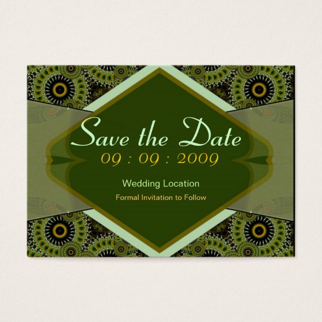 Save the Date Fractal Swirls Card (Front)