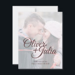 Save The Date *Frosted Glass* Card<br><div class="desc">A touch of white frost overlays your photo underneath beautiful type for your names and classic typography for your date and location. Modern and sweet,  this save the date will set a warm and lovely tone for your big day.</div>