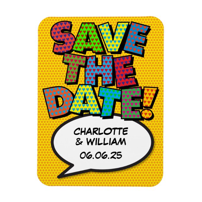 SAVE THE DATE Fun Retro Comic Book Pop Art Magnet (Vertical)