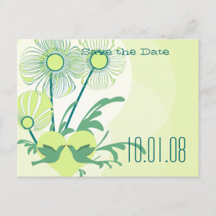 Save The Date Funky and Fun Lime Flowers Announcement Postcard
