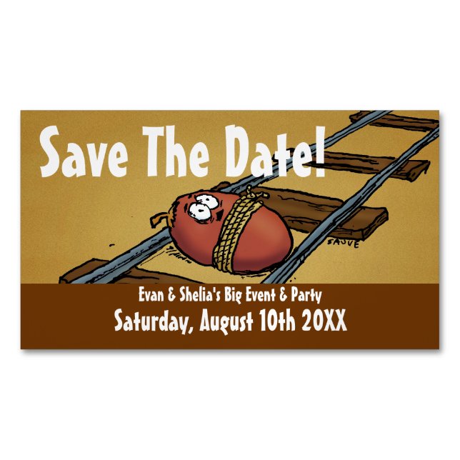 Save The Date Funny Cartoon Magnetic Business Card (Front)