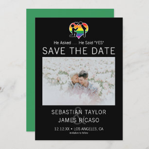 Save The Date Gay He Said Yes Personalised Photo Announcement