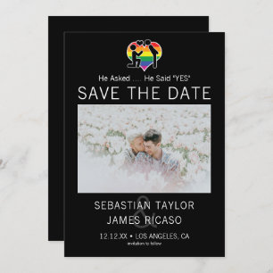 Save The Date Gay He Said Yes Personalised Photo Announcement