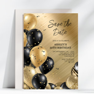 Save the Date Gold 50th Birthday Invitation