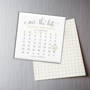 Save the Date Gold Calendar Template Magnet