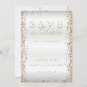 Save the Date Gold Confetti and White