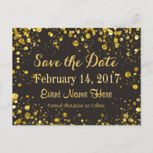 Save the Date   Gold Confetti Announcement Postcard