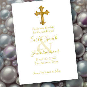 Save the Date Gold Cross Any Colour