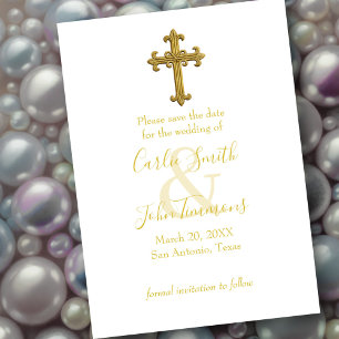 Save the Date Gold Cross Any Colour