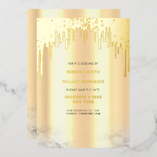 Save The Date Gold Glitter Drips