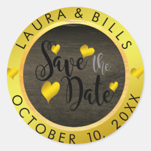 Save the Date Gold Love Glitter Wedding Classic Round Sticker