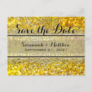 Save The Date Gold Sparkle Announcement Postcard
