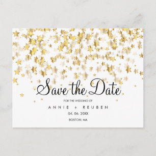 Save the Date Gold Stars Postcard