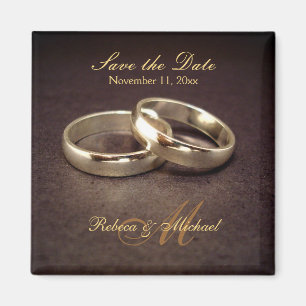 Save the Date - Gold Wedding Band Magnets