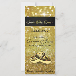 Save the Date Gold Wedding Rings - Rack Card