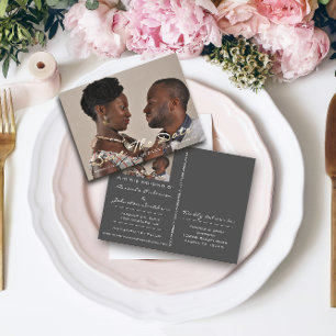 Save The Date Golden Script Photo Grey Grey Postcard