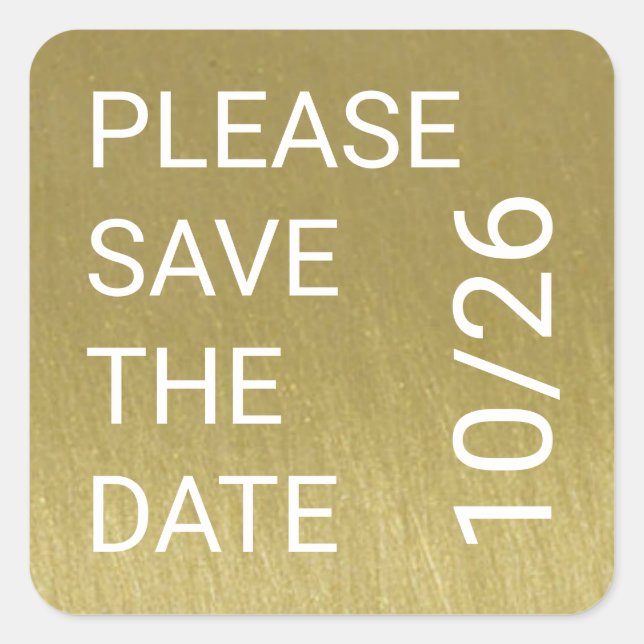 Save the Date golden stylish  Square Sticker (Front)